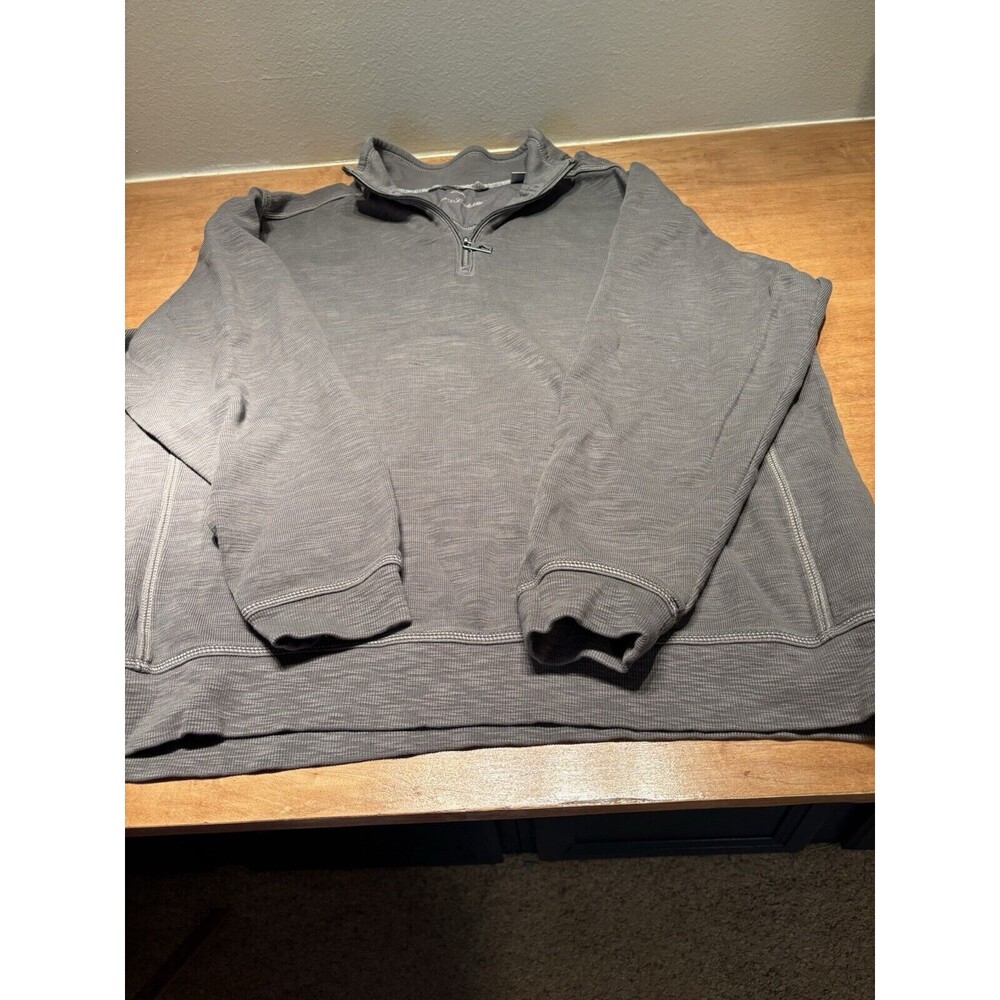 Mens Tommy Bahama Island Zone Size 2XL XXL Gray 1/4 Zip Shirt Long Sleeve
